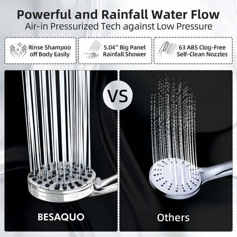 BESAQUO shower head demonstrates massage function for a spa-like feel.