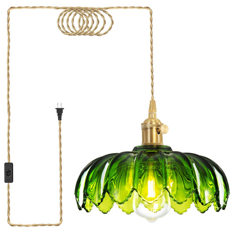 Beser·Win green glass pendant lamp front view for soft ambient living room lighting