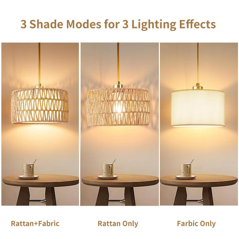 Beser·Win rattan lamp shade with fabric 2-in-1 design for versatile decor