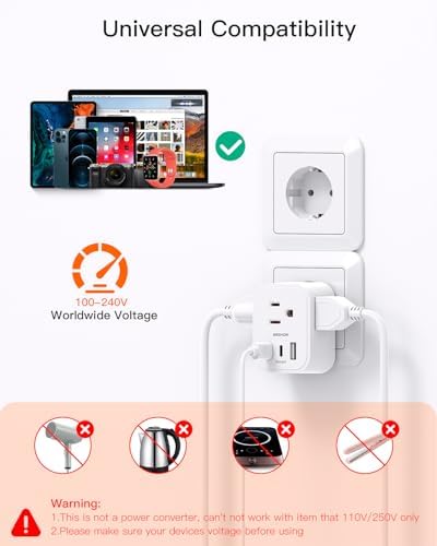 BESHON 6-in-1 Type E/F plug with outlets and USB ports