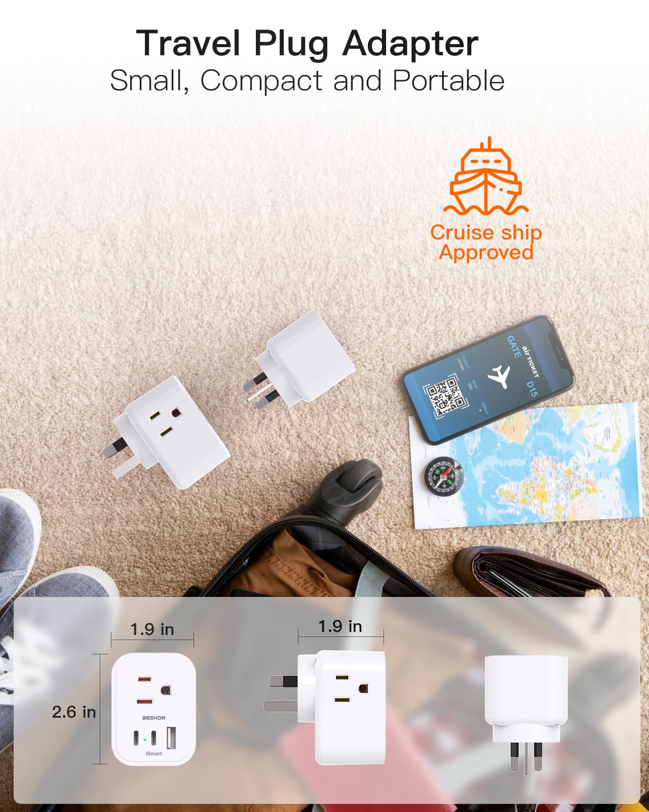 BESHON dual USB-C fast charging ports enable speedy device topping.