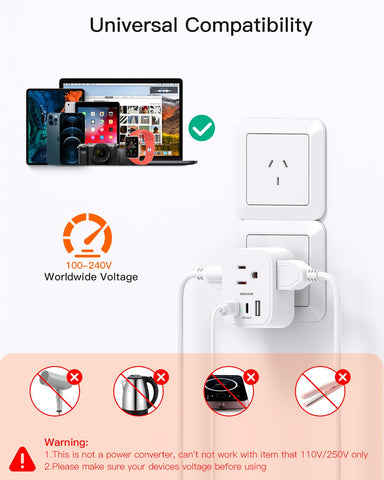 BESHON 100-250V compatibility supports wide voltage devices.
