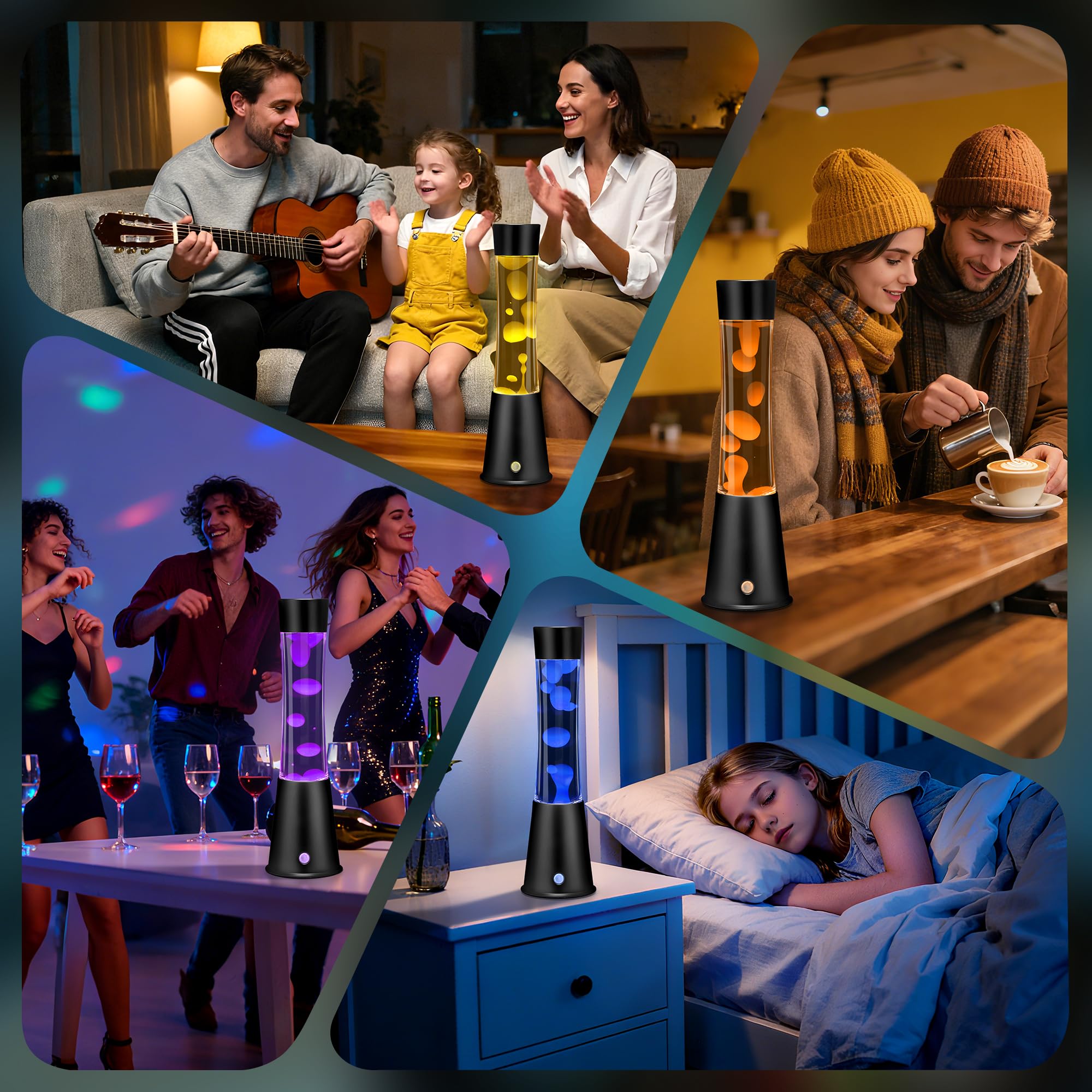 Besight liquid motion lamp showing four modes for varied scenes and ambience.