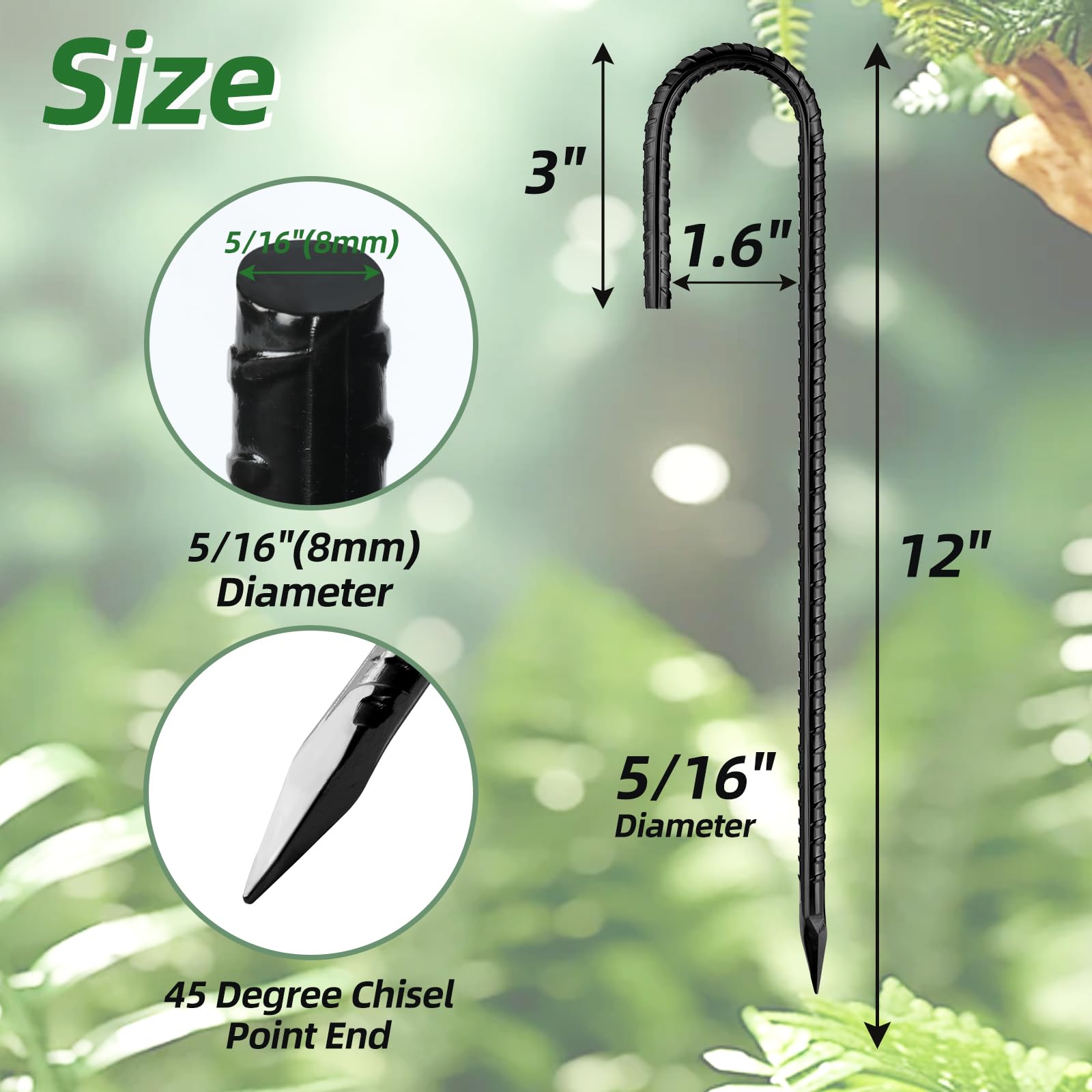 Besitu heavy-duty galvanized ground stake protects against rust in tough soil.