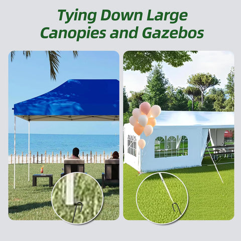 Besitu ground anchors stabilize trampolines and lawn furniture in wind.