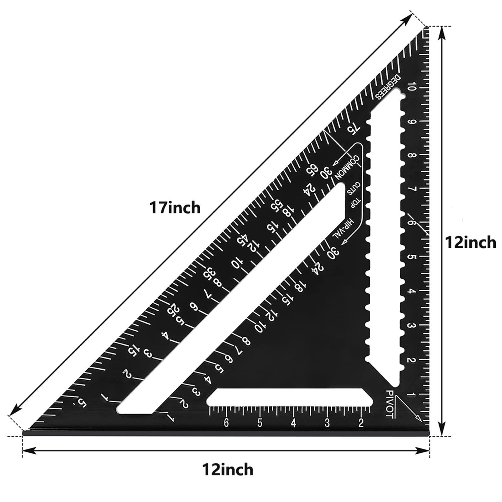 Beslands triangle ruler shows laser graduations for quick measurements
