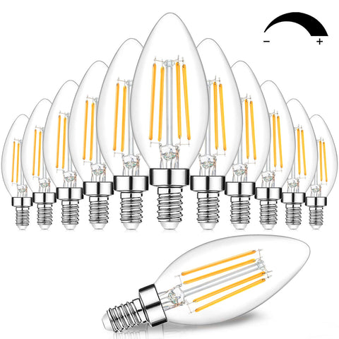 BesLowe 12-pack dimmable E12 LED filaments for chandelier lighting