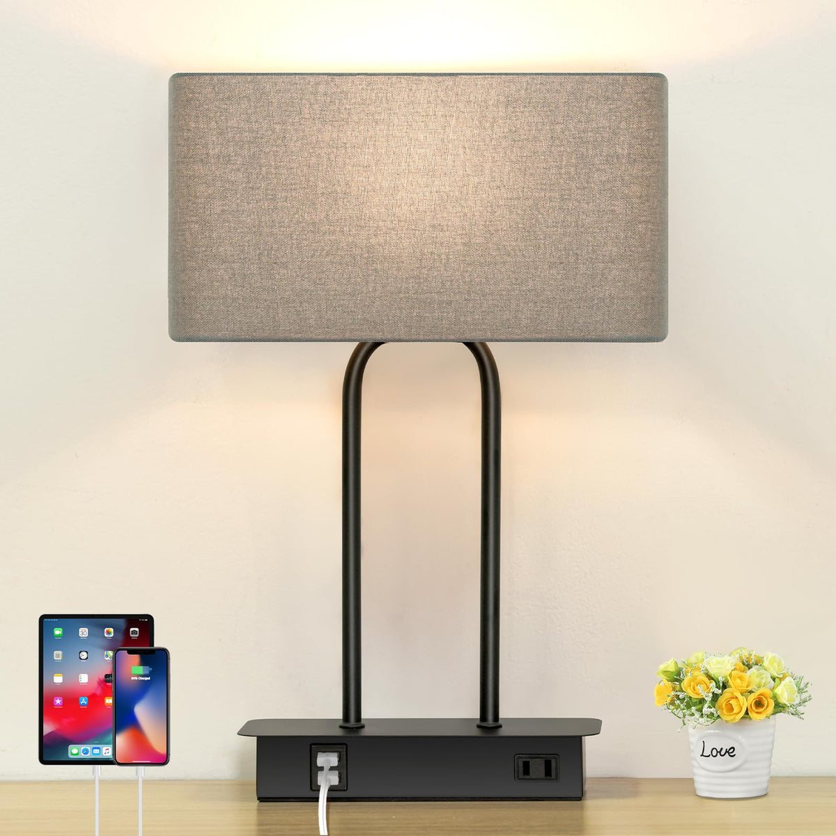 BesLowe 16.1 inch table lamp base with dual poles provides stable bedside lighting.