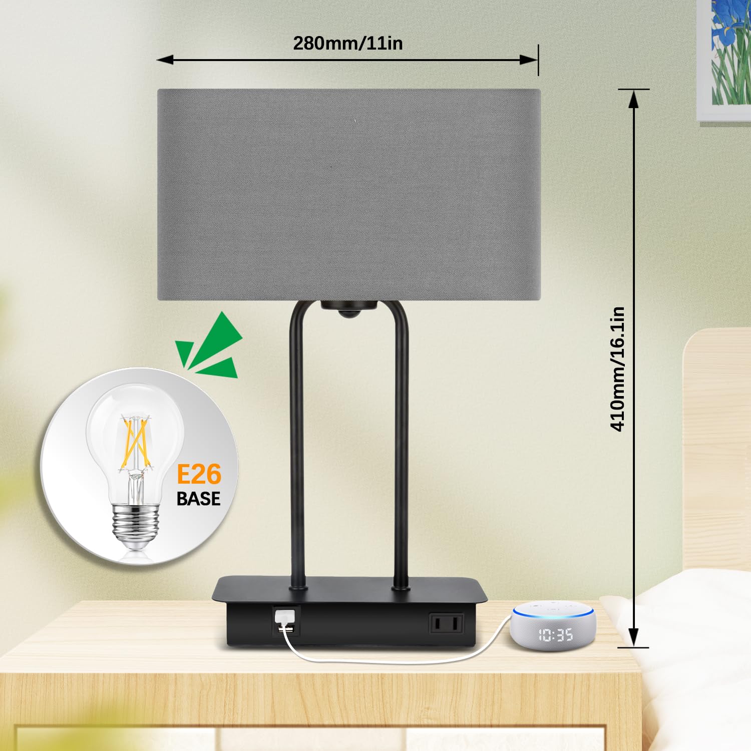 BesLowe USB port enables convenient device charging at night.