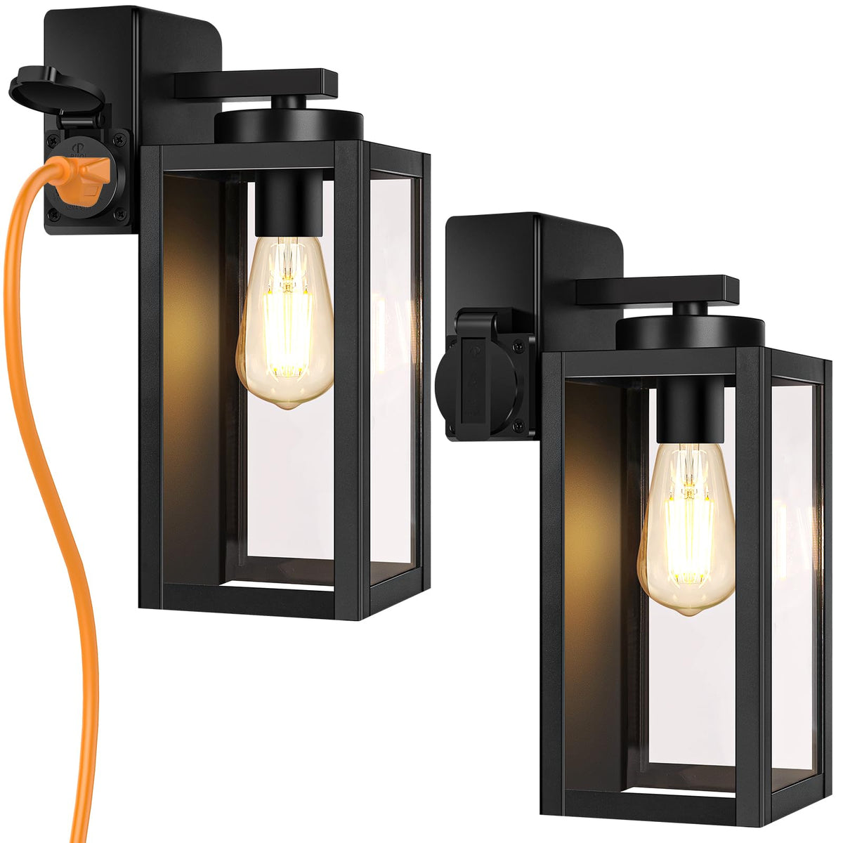 BesLowe 2-pack porch lights with an outlet for front door illumination and outdoor power