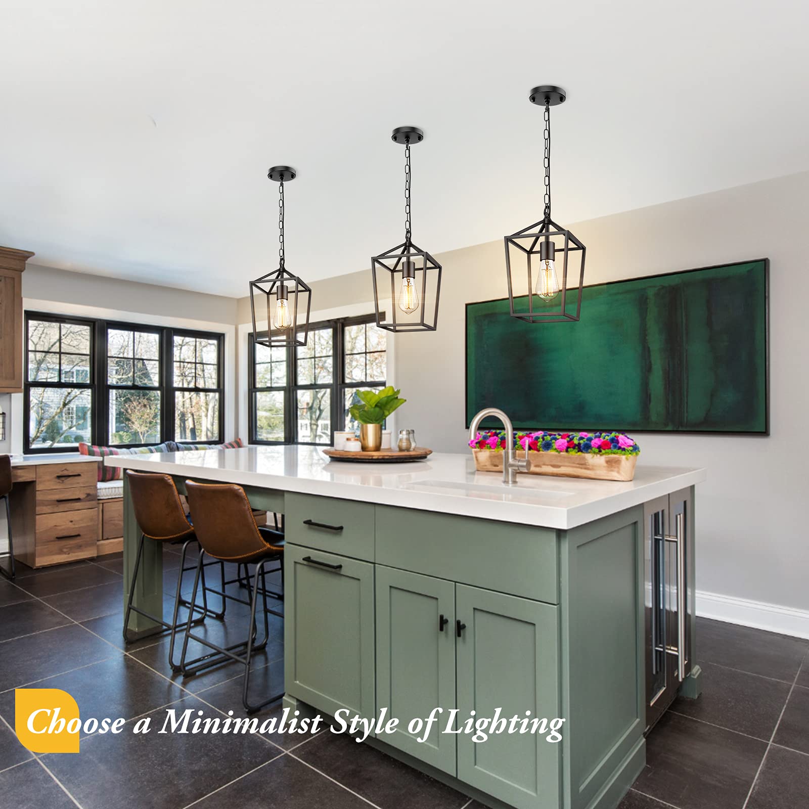 BesLowe adjustable chain detail enables easy height customization for ceilings.