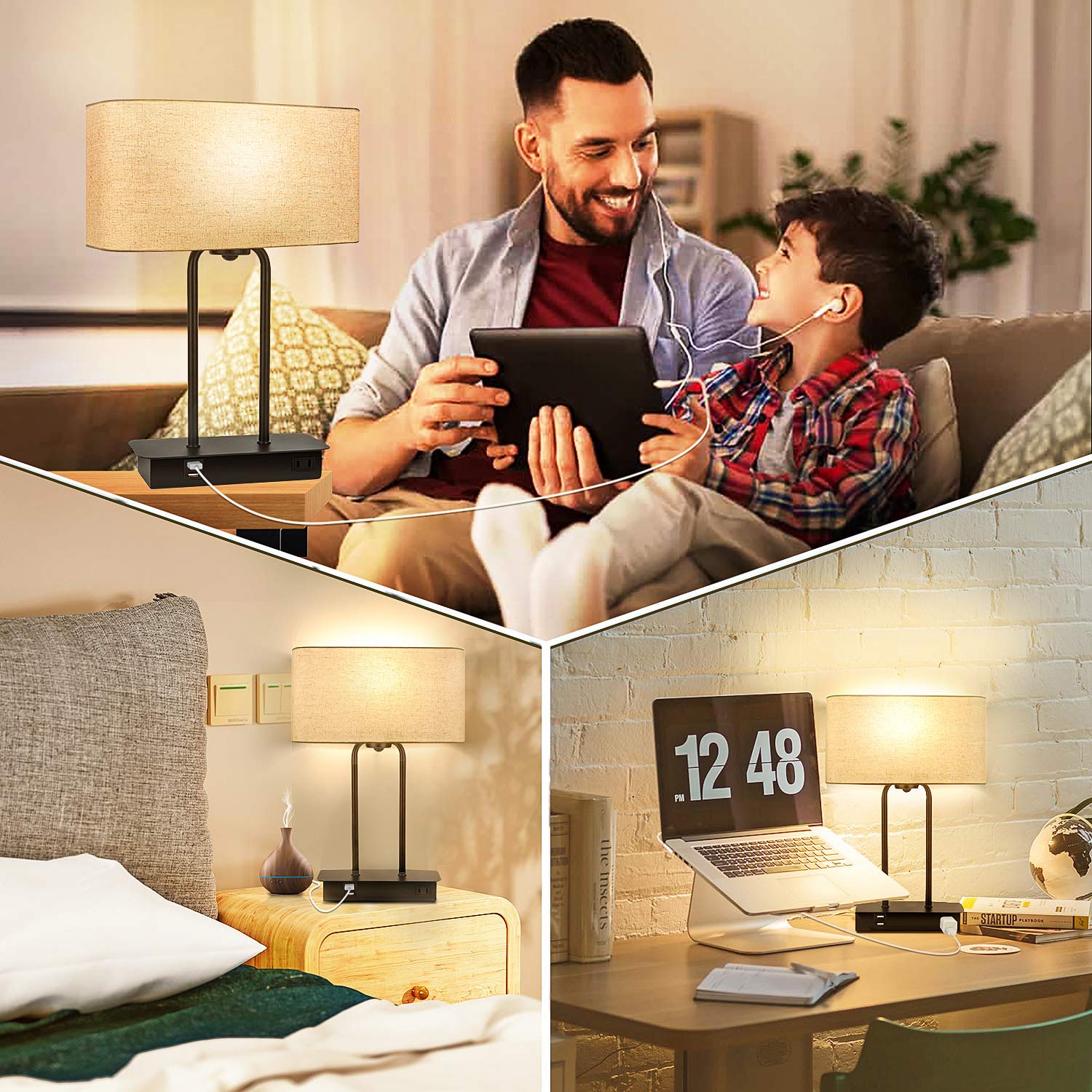 BesLowe bedside table setup demonstrates organized, versatile lighting for any room.