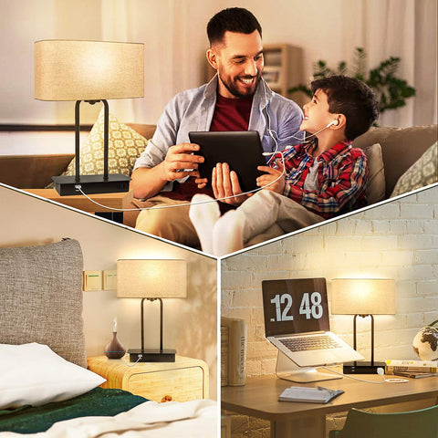 BesLowe bedside table setup demonstrates organized, versatile lighting for any room.