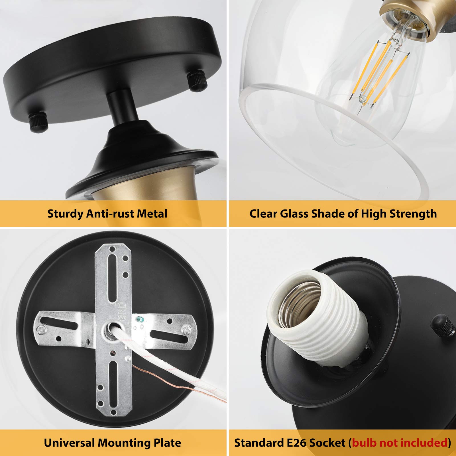 BesLowe black finish ceiling light suits hallways with vintage charm.