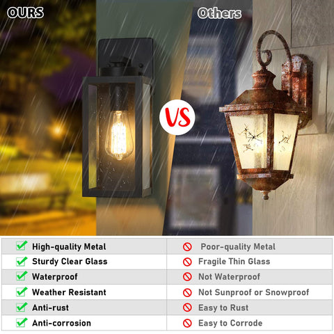 BesLowe exterior lantern compatible with E26 bulbs for flexibility.