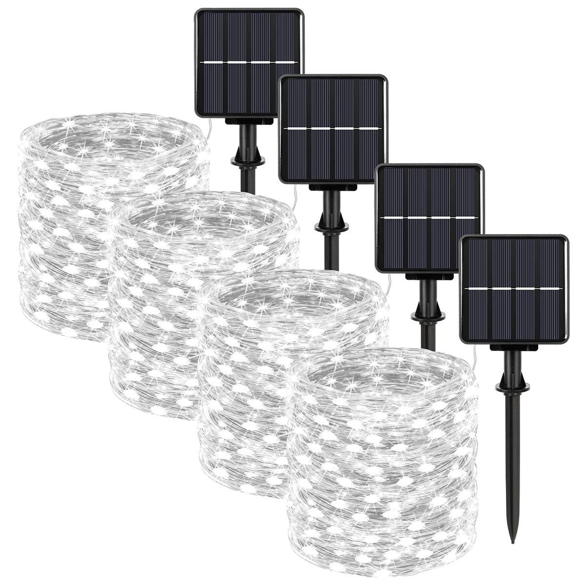 BesLowe solar fairy lights with silver wire illuminate decks and gardens for a soft glow.