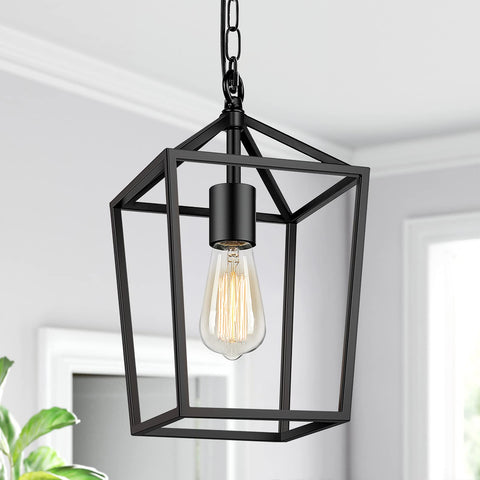 BesLowe farmhouse black pendant light over a kitchen island provides focused illumination.