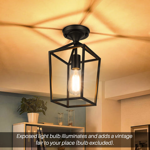 BesLowe semi-flush mount black kitchen island lighting for vintage ambiance
