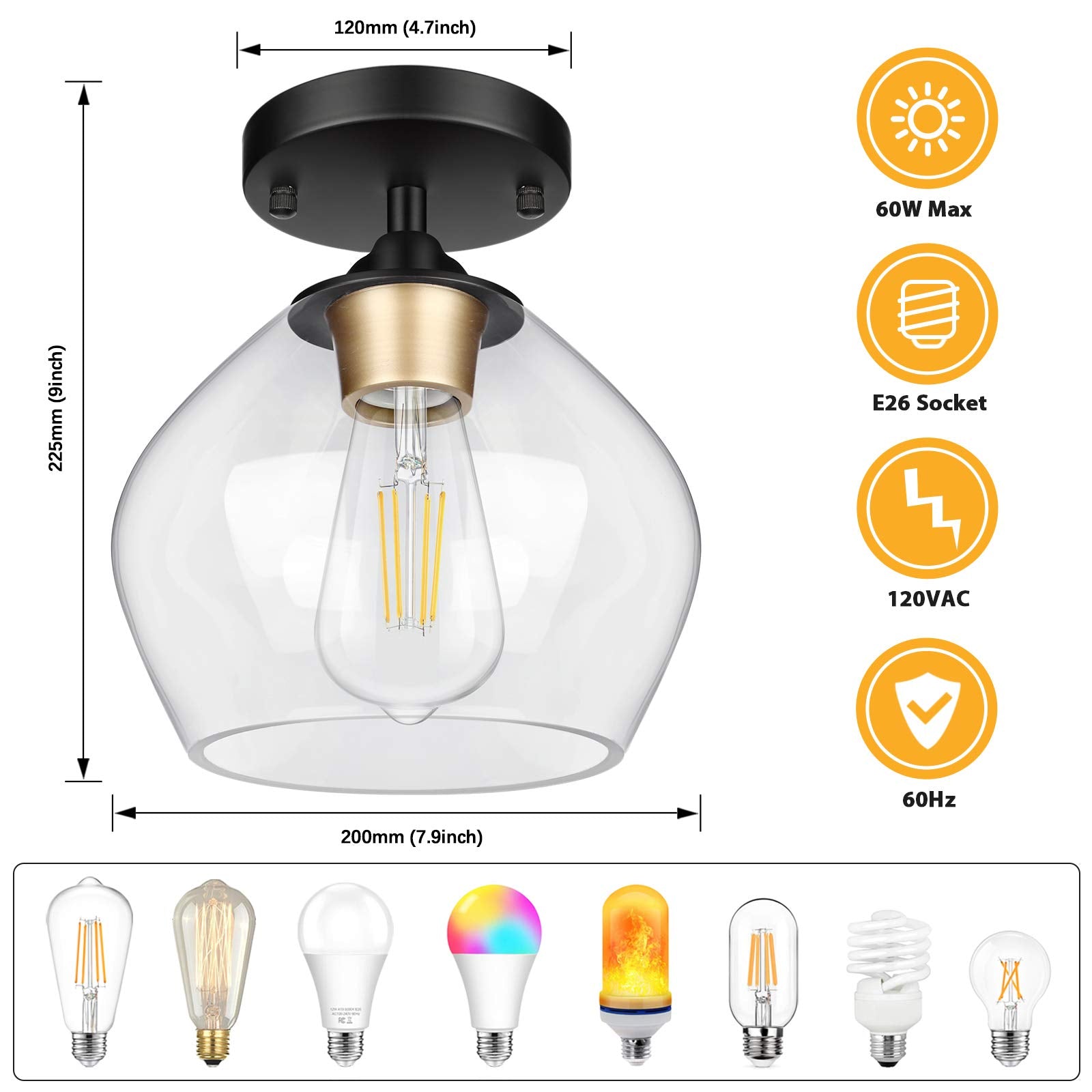 BesLowe compatible with E26 bulbs for flexible lighting options.