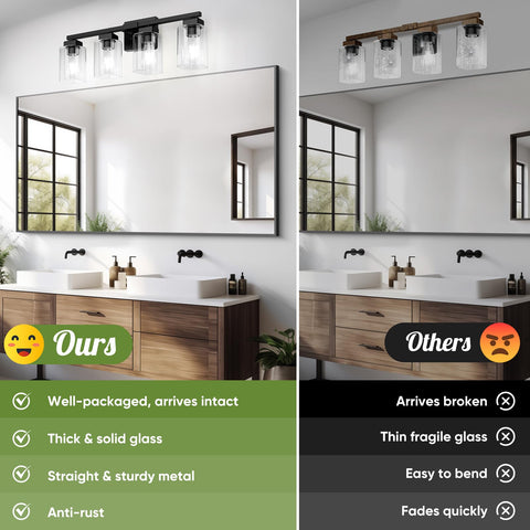 BesLowe matte black vanity light adds modern style to a bathroom