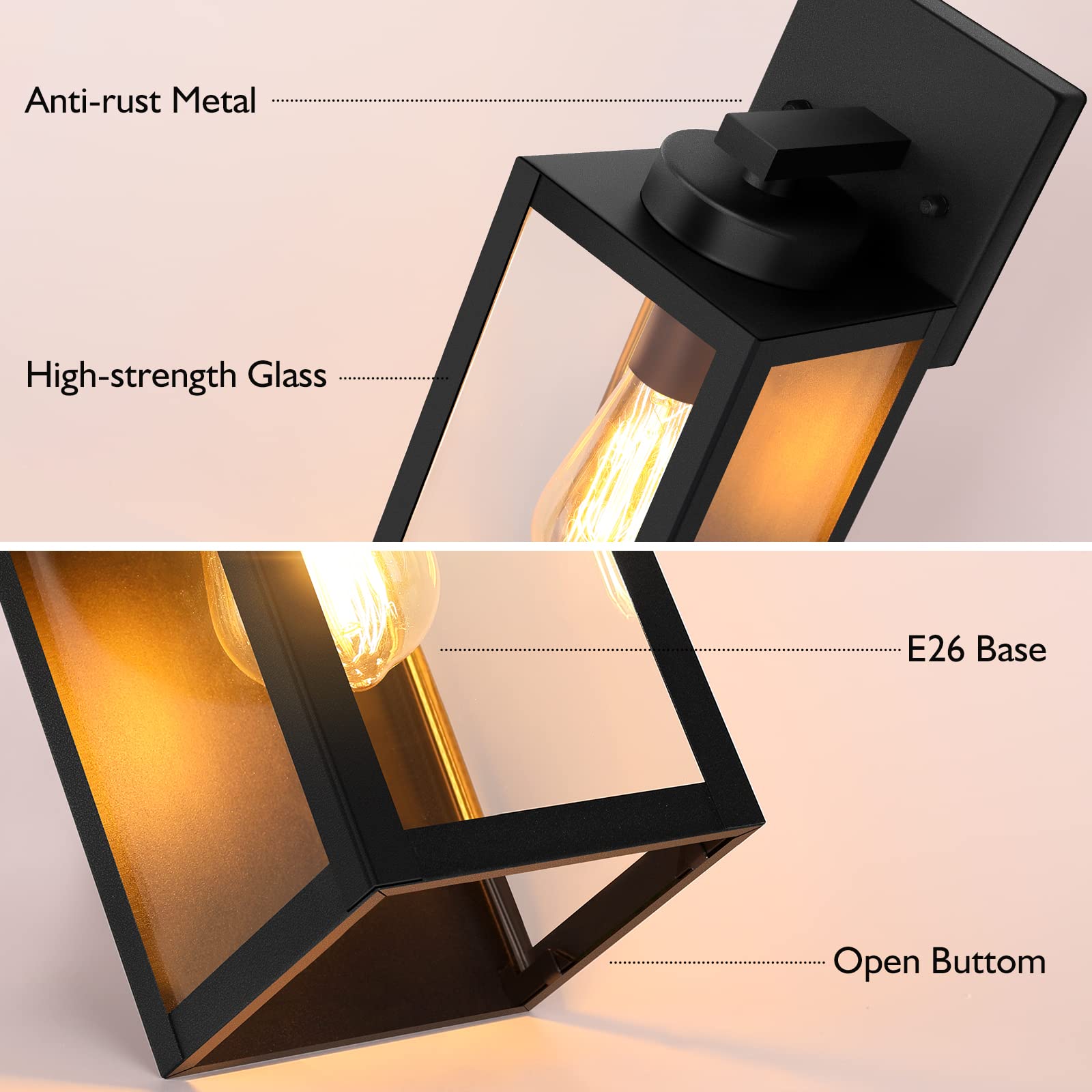 BesLowe matte black finish outdoor fixture resists rust for durability.