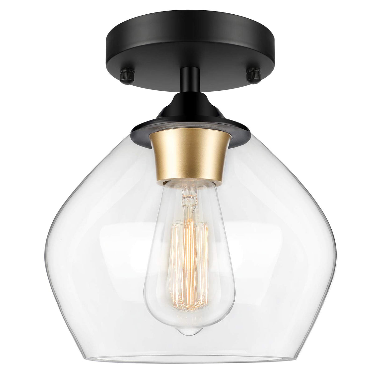 BesLowe modern semi-flush mount with clear glass shade brightens living spaces.