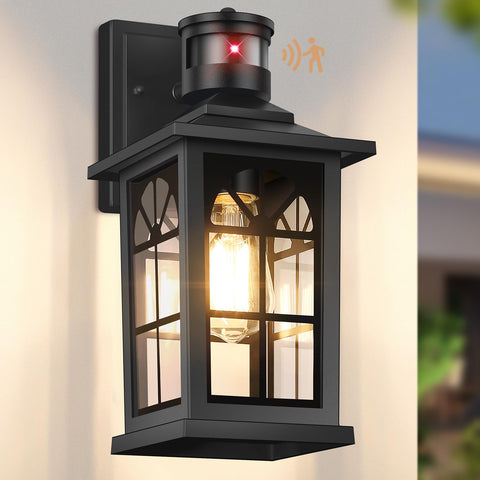 BesLowe motion sensor outdoor light wall sconce with dusk-to-dawn sensing for safer entrances.