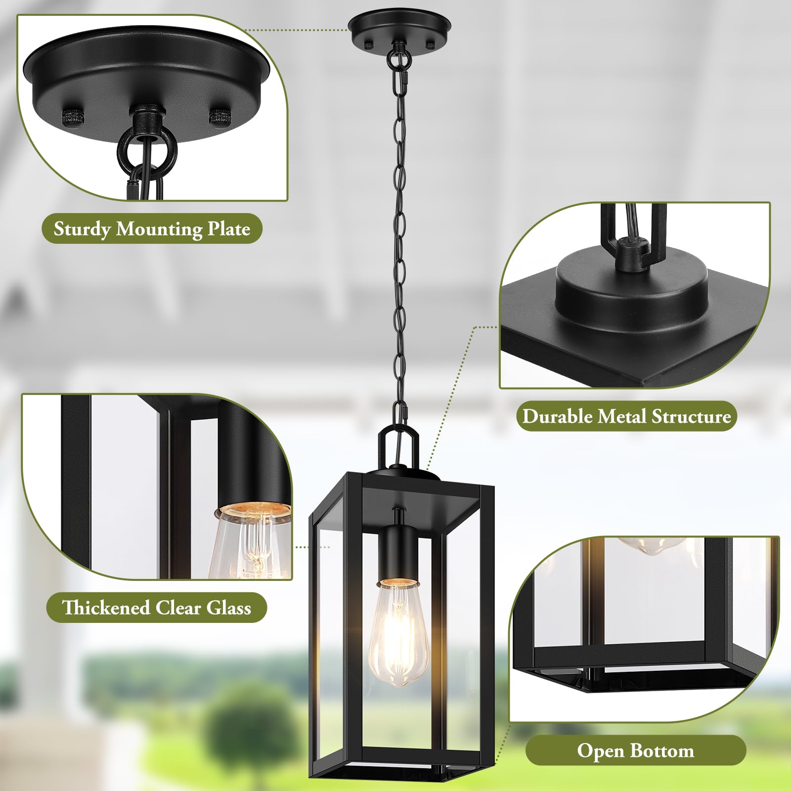 BesLowe exterior lantern compatible with LED and incandescent bulbs for versatile use