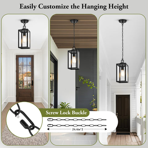 BesLowe outdoor pendant with adjustable chain for customizable hanging height