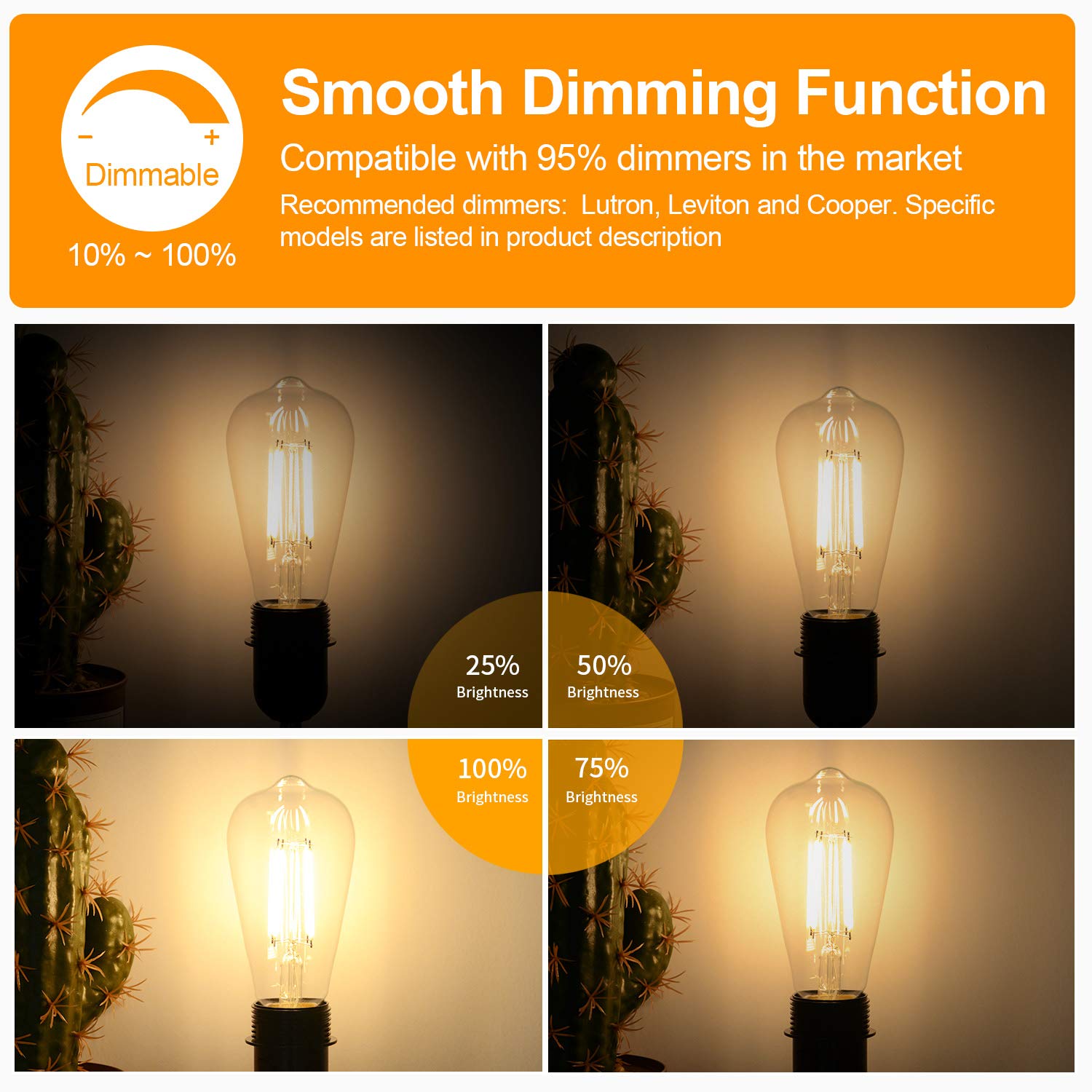 BesLowe ST64 dimmable filament glow provides adjustable mood lighting