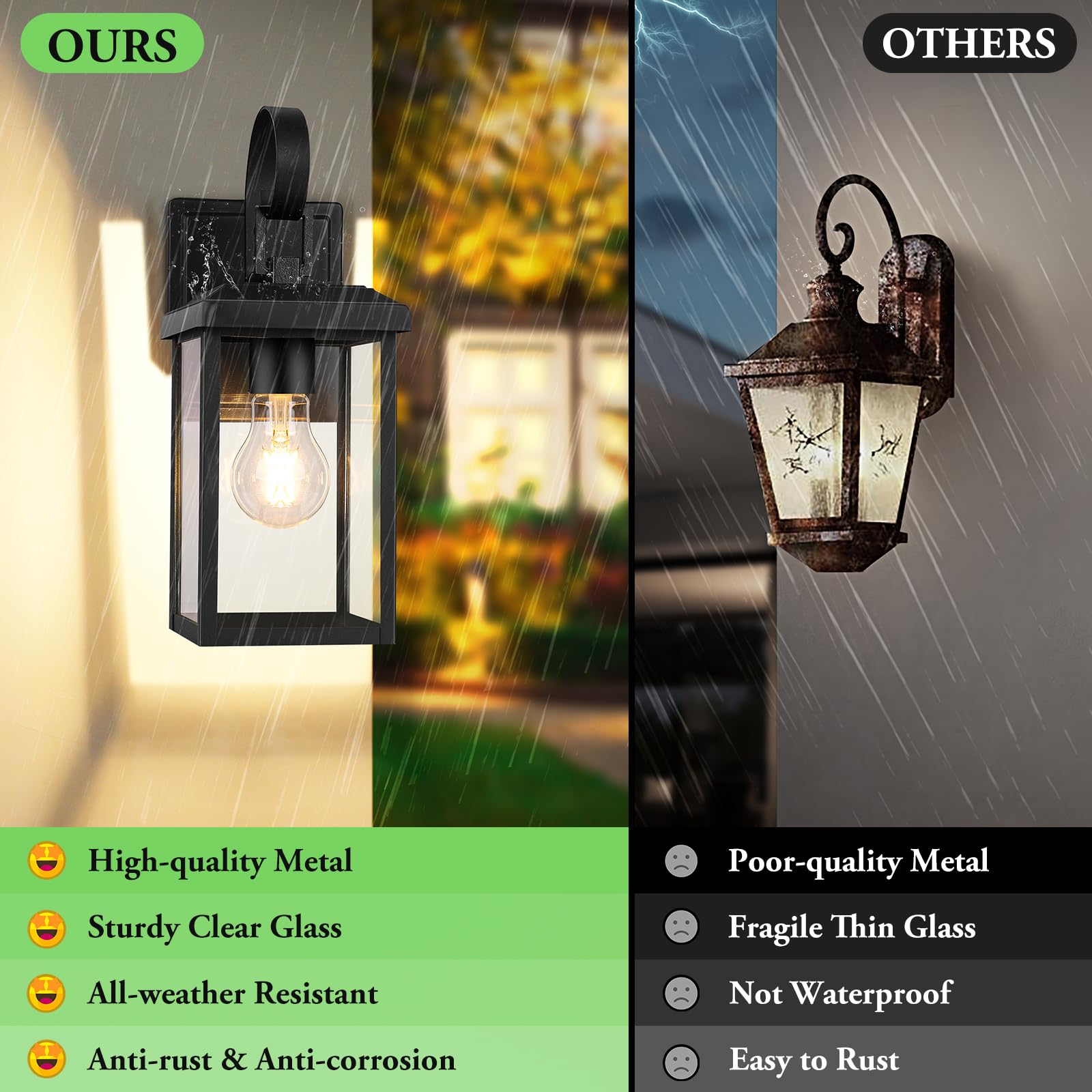 BesLowe metal-design wall sconces add timeless style to home exterior.