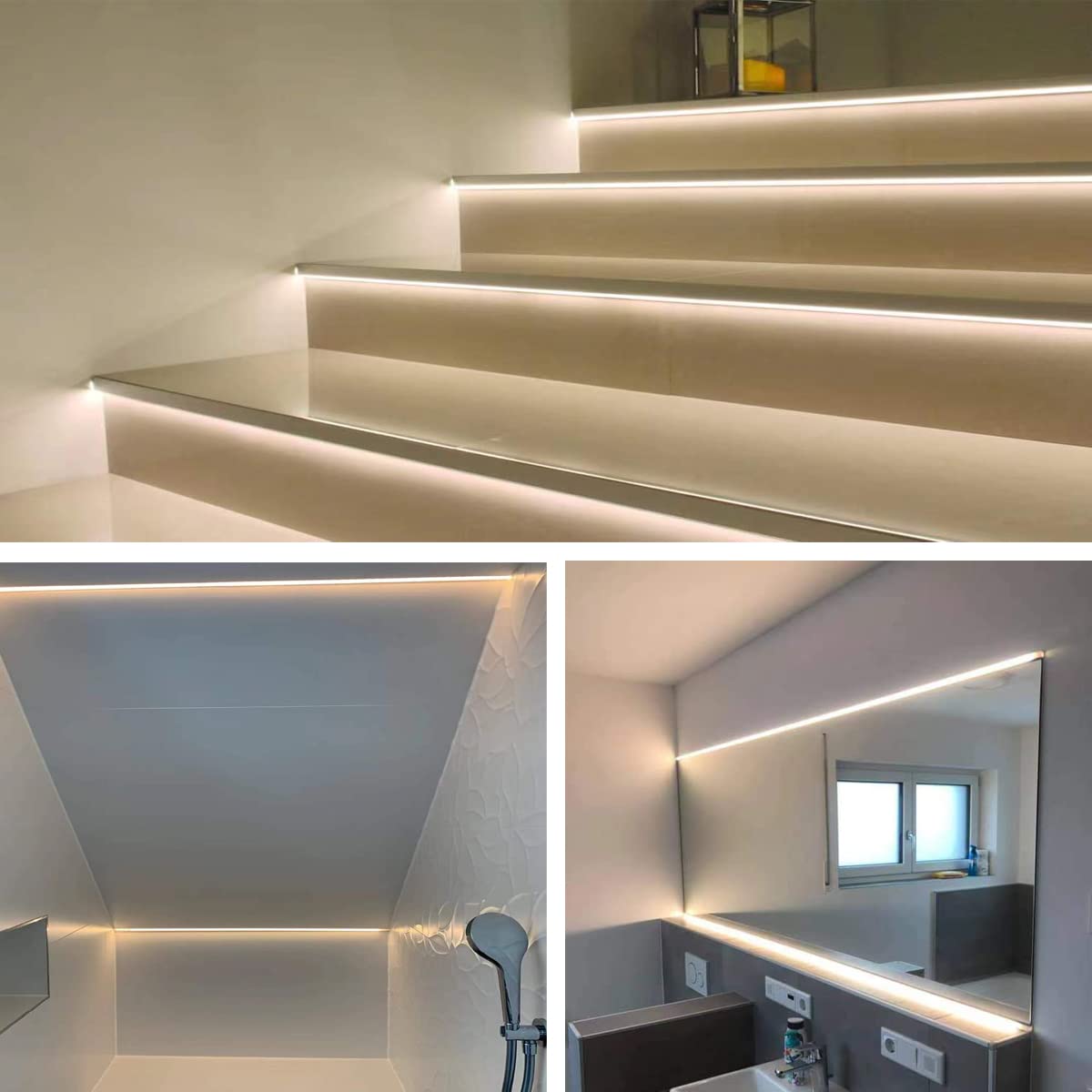 Besseto seamless drywall installation creates a trimless light edge.