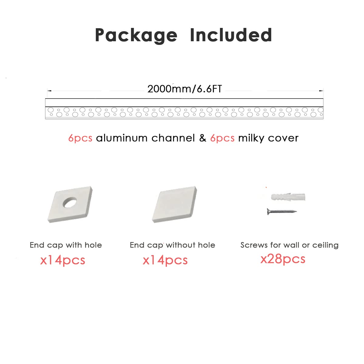 Besseto 6-pack 6.6ft LED channel ideal for indoor accent lighting.