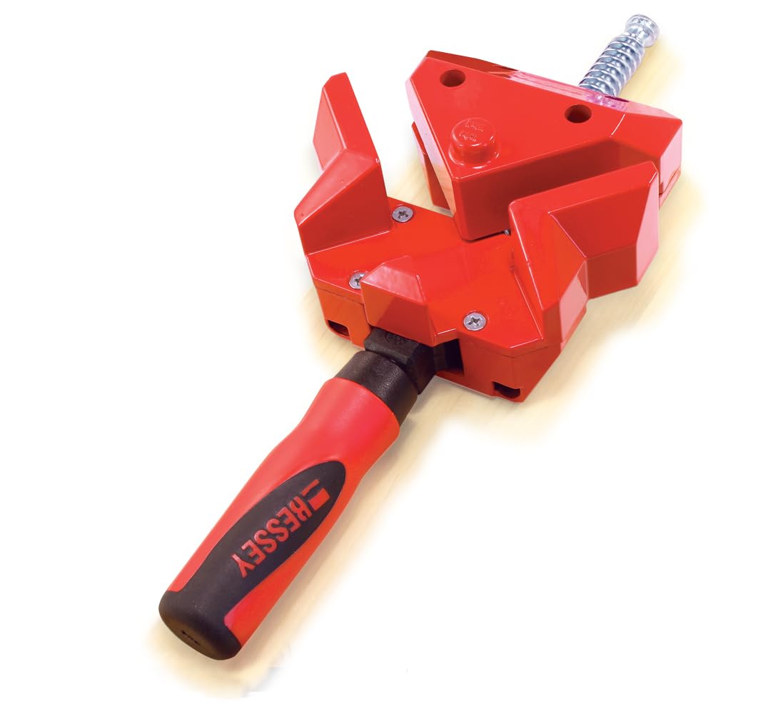 BESSEY WS-3+2K-CB angle clamp showing 90-degree setup on a frame.
