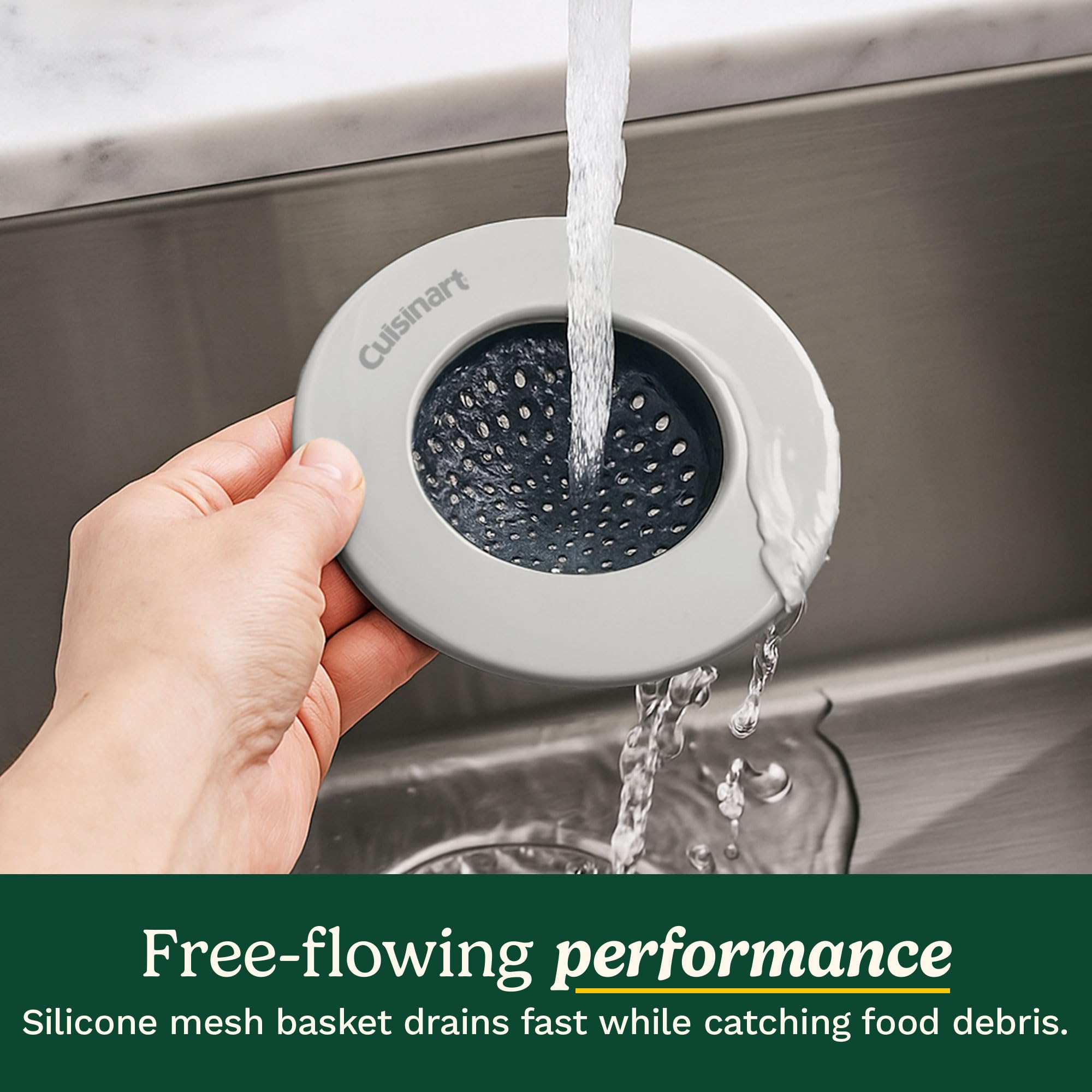 Best Brands Cuisinart strainer silicone base protects surfaces and prevents scratches.