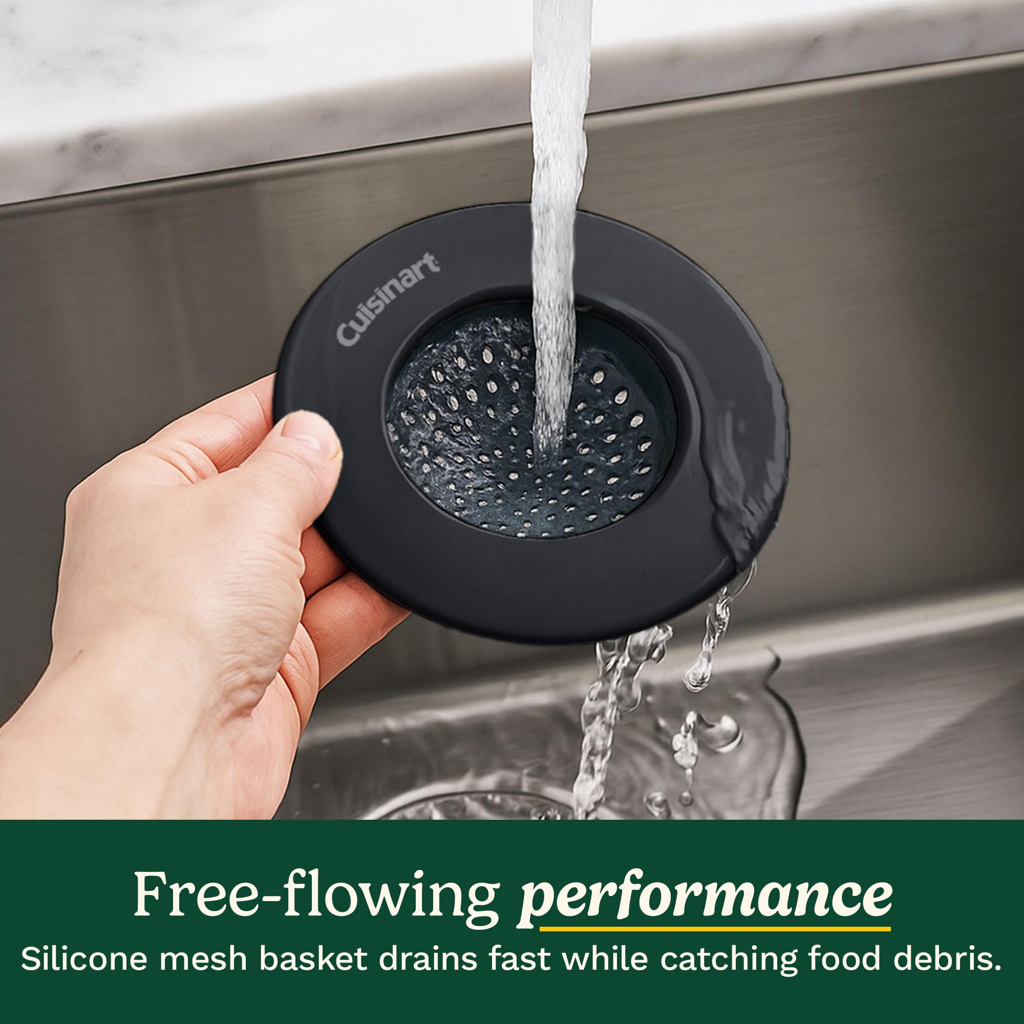 Best Brands Cuisinart sink strainer enamel rim resists rust during cleaning.