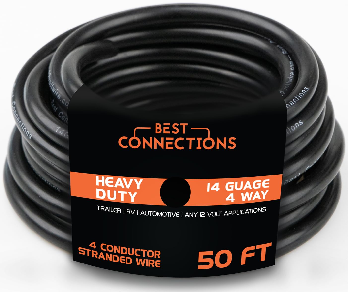 BEST CONNECTIONS 4 Way Trailer Wire with color coded wires for quick, reliable trailer lighting.