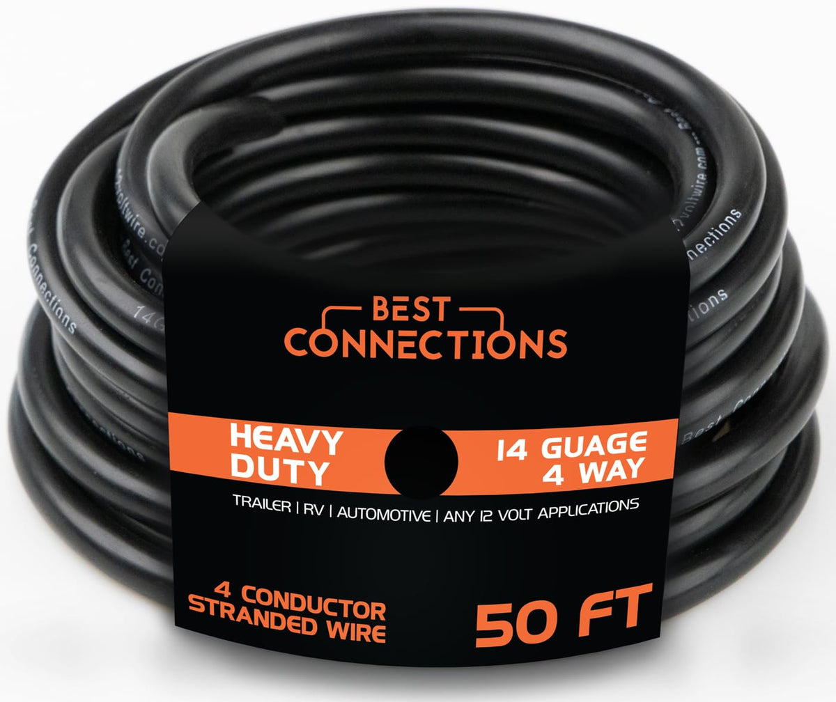 BEST CONNECTIONS 4 Way Trailer Wire with color coded wires for quick, reliable trailer lighting.