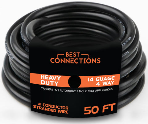 BEST CONNECTIONS 4 Way Trailer Wire with color coded wires for quick, reliable trailer lighting.