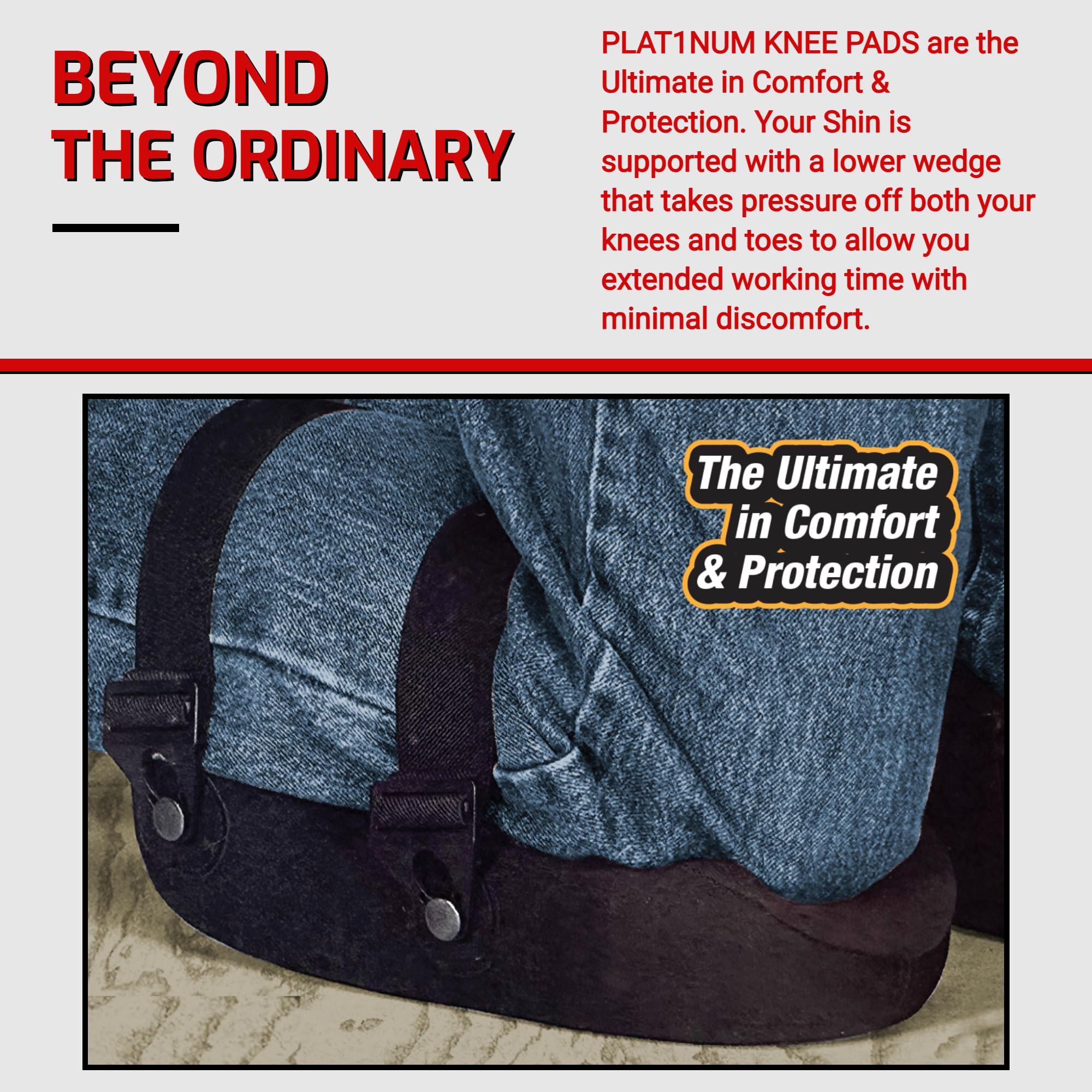 Best of Everything Platinum knee pads with shin support reducing knee and ankle pressure