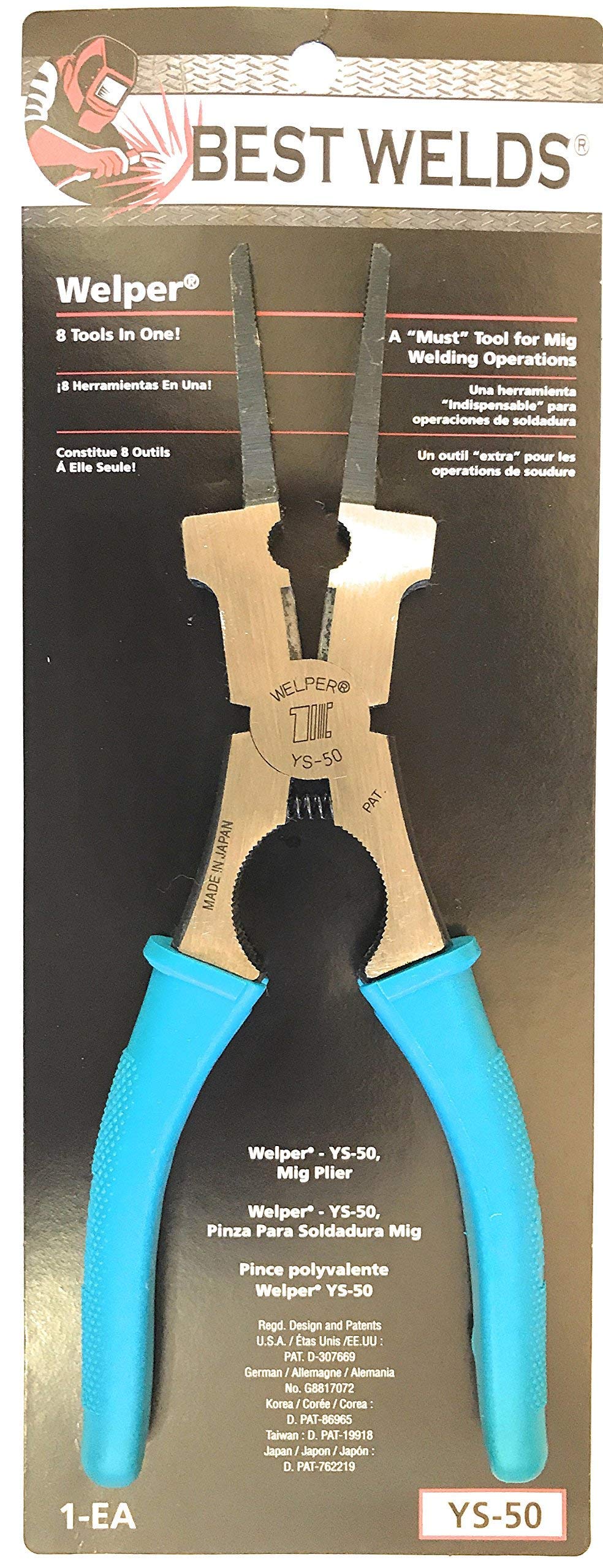 BEST WELDS Welper Mig Gun Pliers—8-in-1 tool for spatter removal and tip installation.