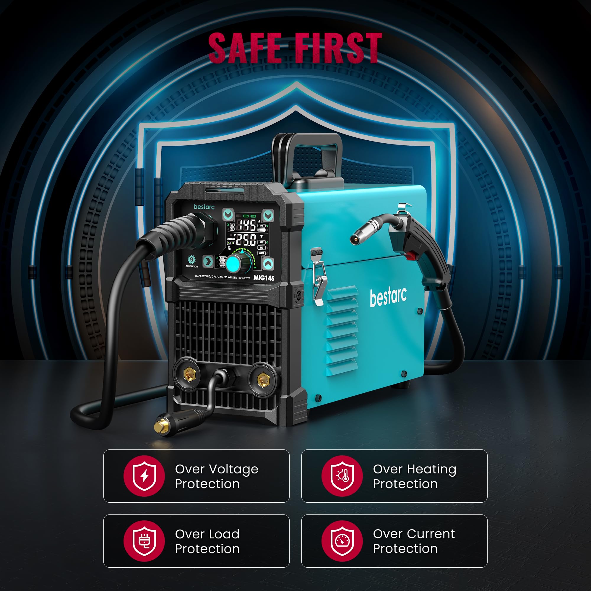 Bestarc MIG145 flux core wire setup suitable for outdoor windless welding