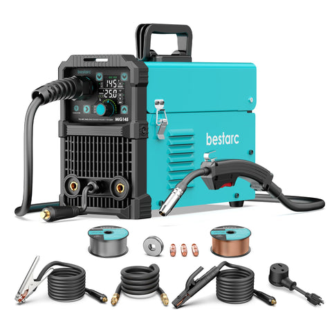 Bestarc MIG145 front view showing compact 4 in 1 welder for versatile home projects