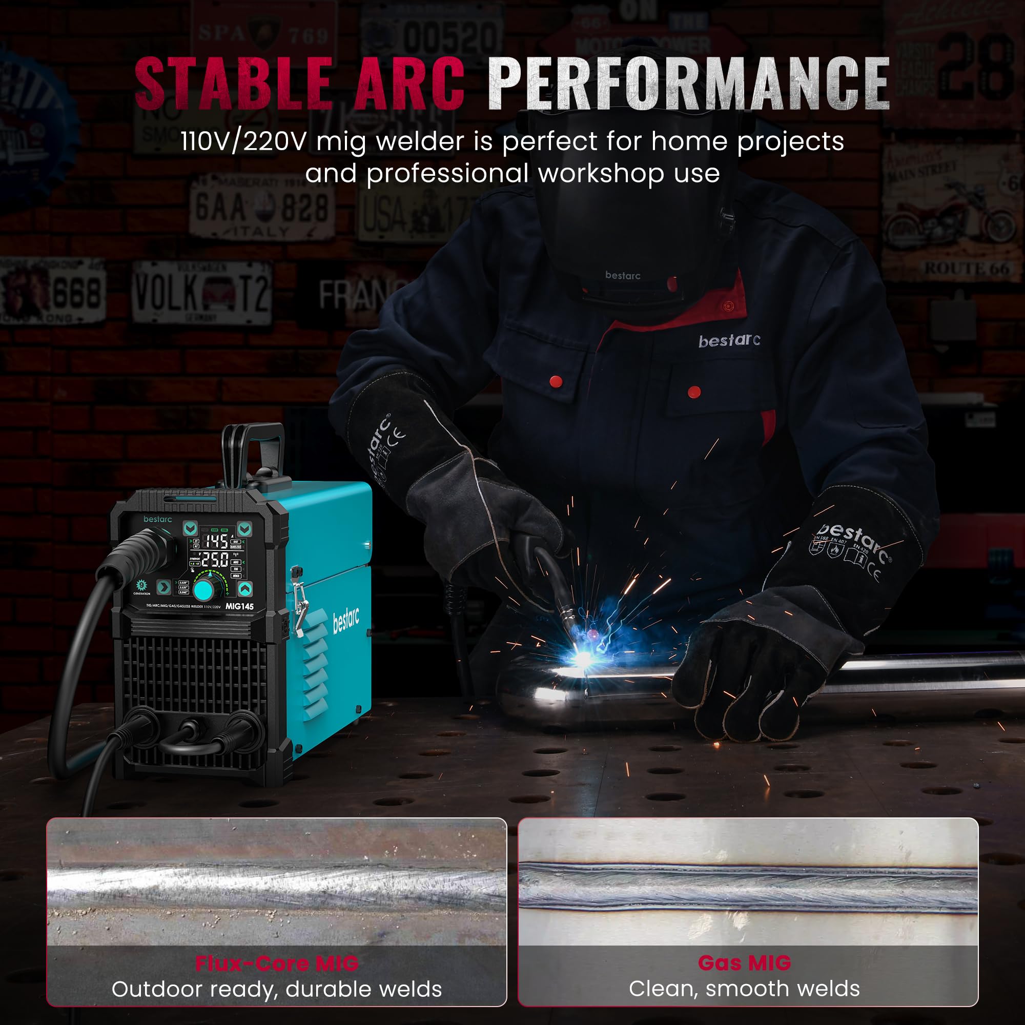 Bestarc MIG145 stick holder stabilizes electrodes during welding