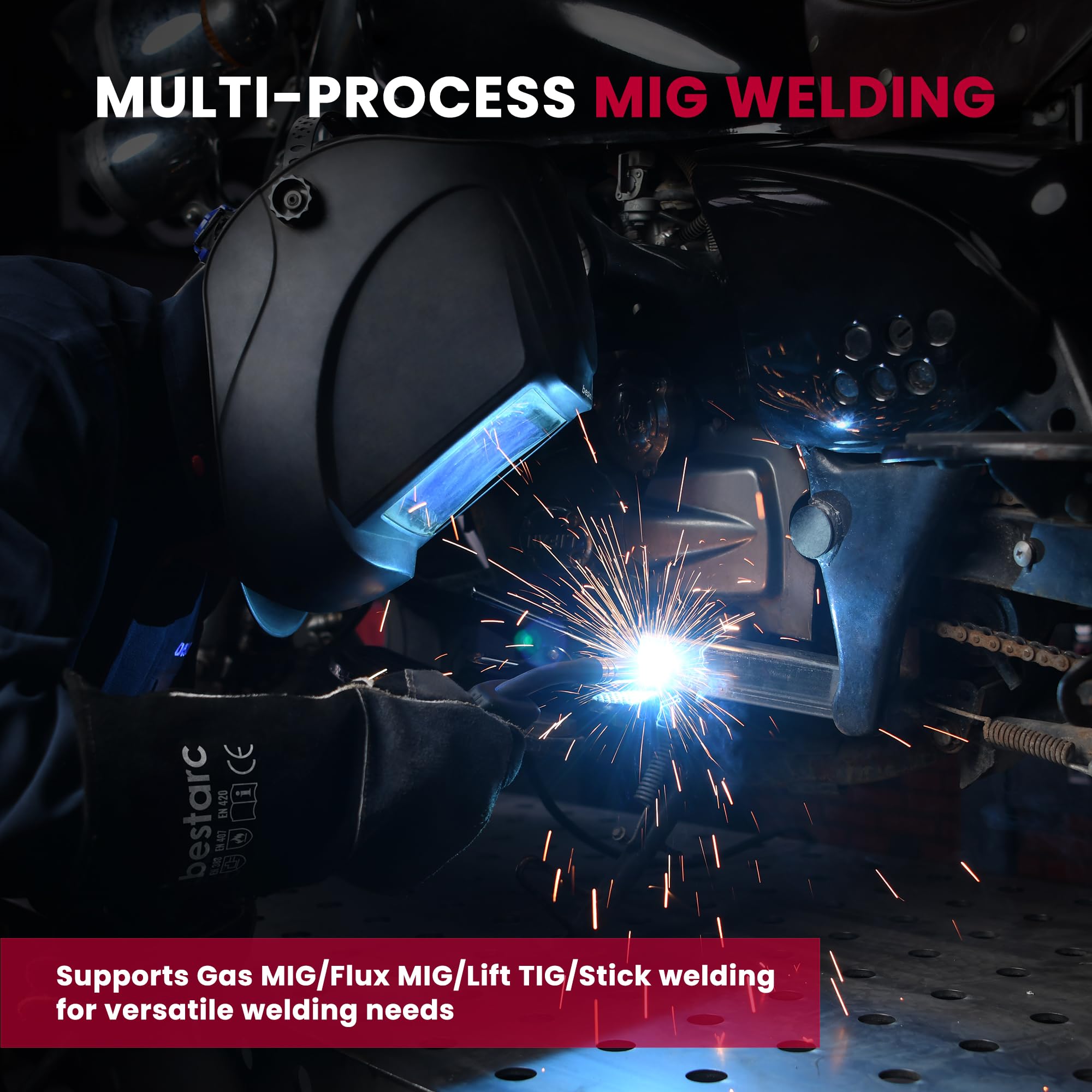 BestArc MIG165 flux-core welding mode supports outdoor projects.