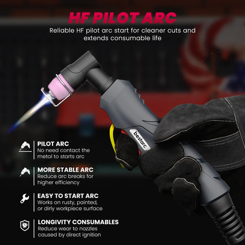 Bestarc plasma cutter 2T/4T PA functions simplify cutting control and extend consumables life.