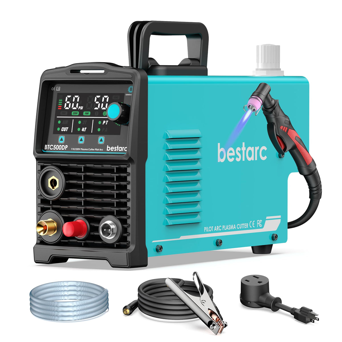 Bestarc plasma cutter pilot arc in action on a rusted plate for non-contact starts