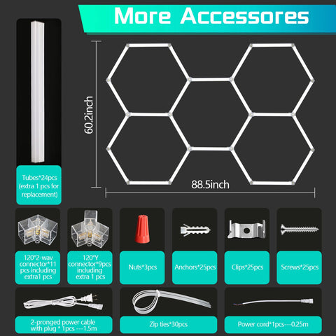 BESTECCT hexagon garage light packaging highlights complete kit and easy mounting