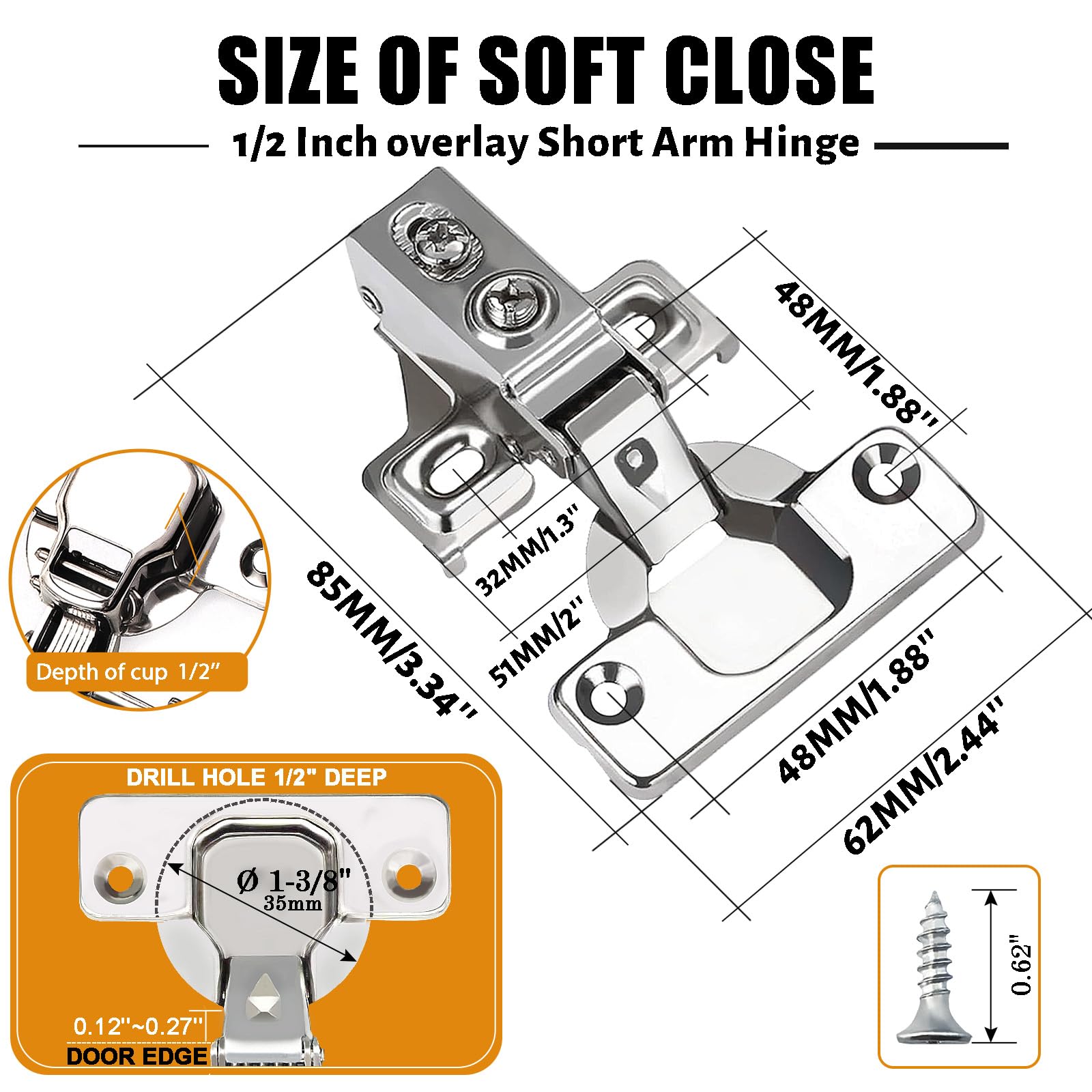 BESTEEL 105-degree opening hidden hinges provide wide access while maintaining a clean look