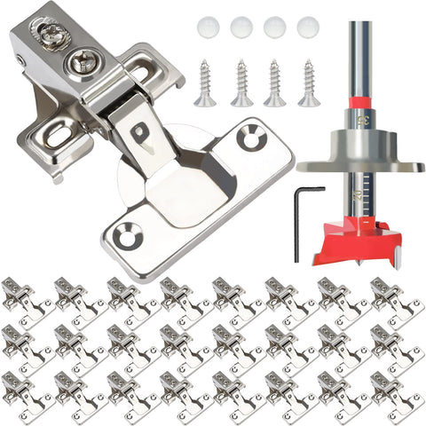 BESTEEL 24-pack half-inch overlay hinges with soft-close action for seamless cabinet doors